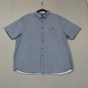 Ted Baker London Monogram Button Up Shirt Men’s 7 (3XL) Blue Short Sleeve